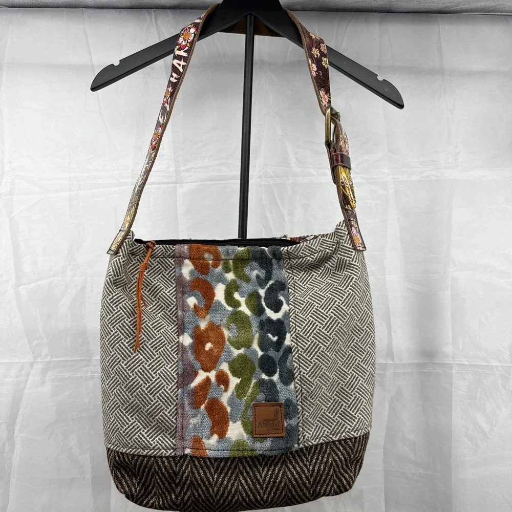 Handmade Patchwork Purse W/Ed Hardy Belt Handle Boho One Of A Kind Super Cool!‎